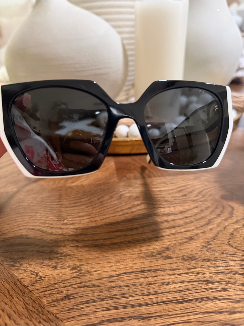 Prada Black and White Cat-Eye Sunglasses - Picture 7 of 10